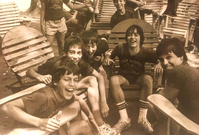 Campers laugh in throwback camp photo